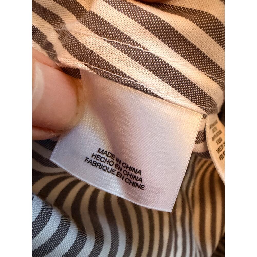 Anne Klein Pinstripe Button Front Blouse Gray White Women’s Medium - Picture 9 of 12